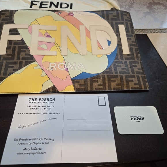 Fendi Brown and Multicolor Logo Pouch - Picture 1 of 6